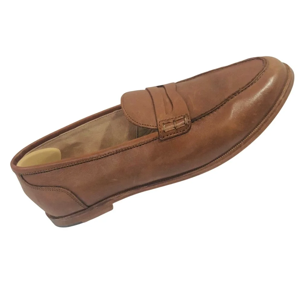 J Crew Ryan Penny Loafers Shoes Brown Leather Preppy Minimalist Flats Womens 10